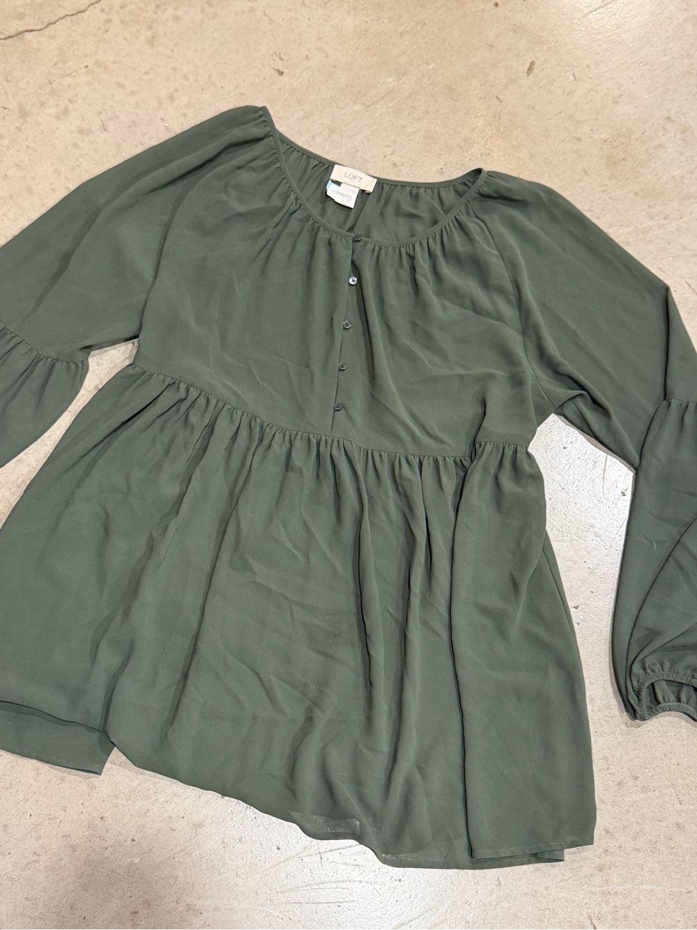LOFT Olive Green Peasant Blouse